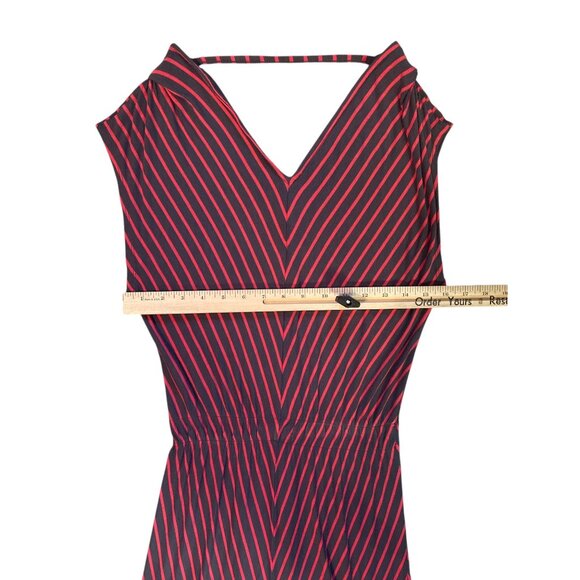 Mossimo Womens High-Low Dress S Red Gray Striped Casual Travel Comfort Midi - Picture 8 of 9